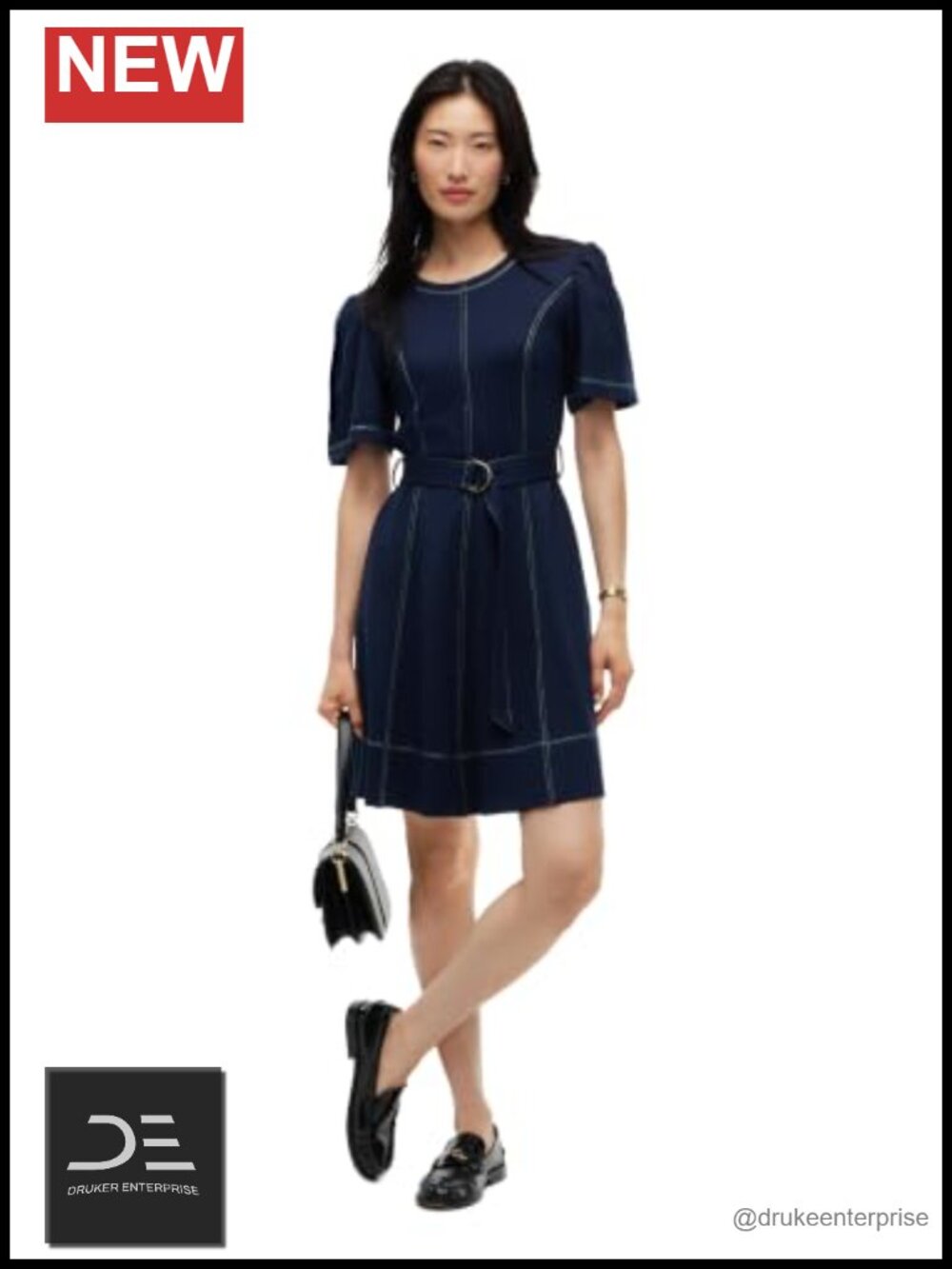 Belted Short Sleeve Dress
